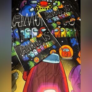 Among Us Kids Duvet 3 piece Bed Sheet Linens Set New